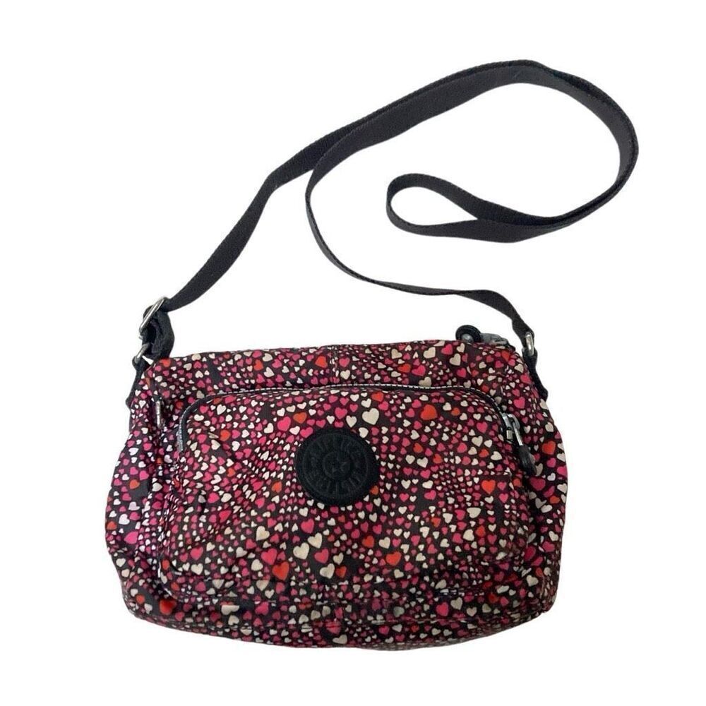 Kipling Heart Festival Crossbody Nylon Bag Purse HTF No Monkey Keychain